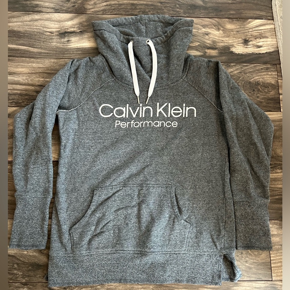 Calvin Klein Performance Women's Sweater Turtle Neck Gray Hoodie Size M 015‎
